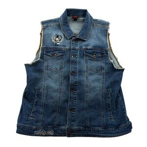 Stranger Things Womens Vest Jacket 2X Blue Denim  Hellfire Club Demobat Slayer